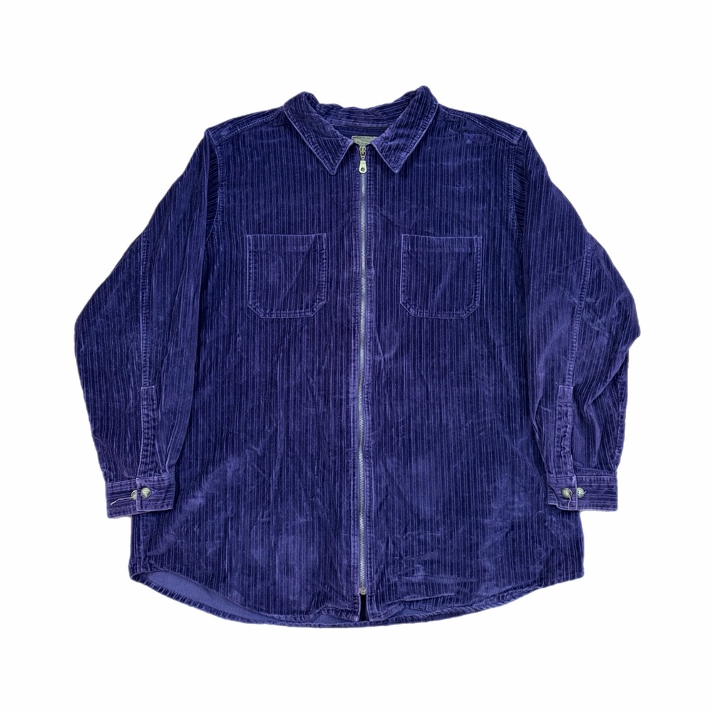 St Johns Bay Jacket Womens 24W Purple Corduroy Full Zip Shacket vintage Collared